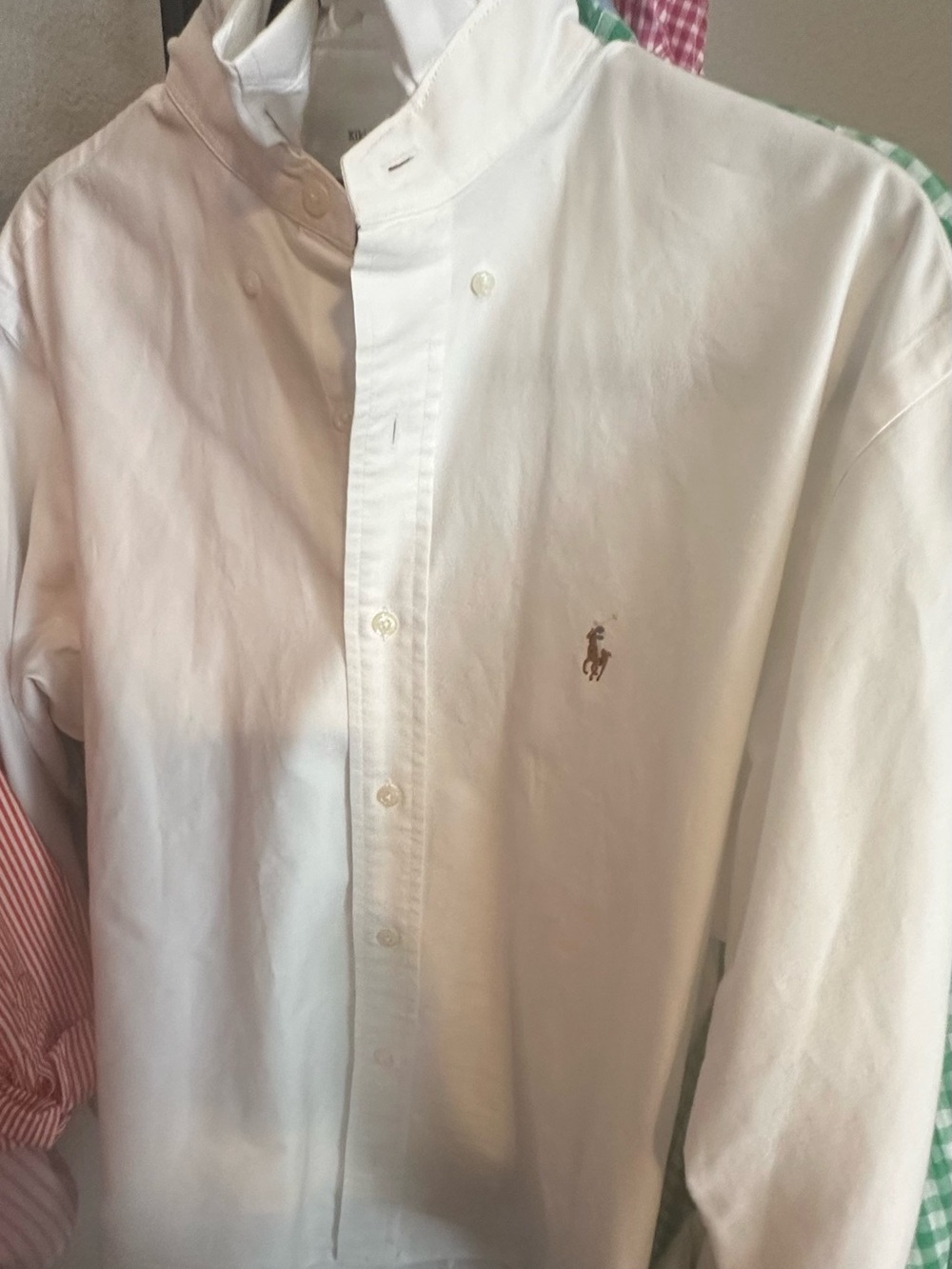 Upcycled Ralph Lauren White Stand-Collar Dress Shirt with Ruffled Collar